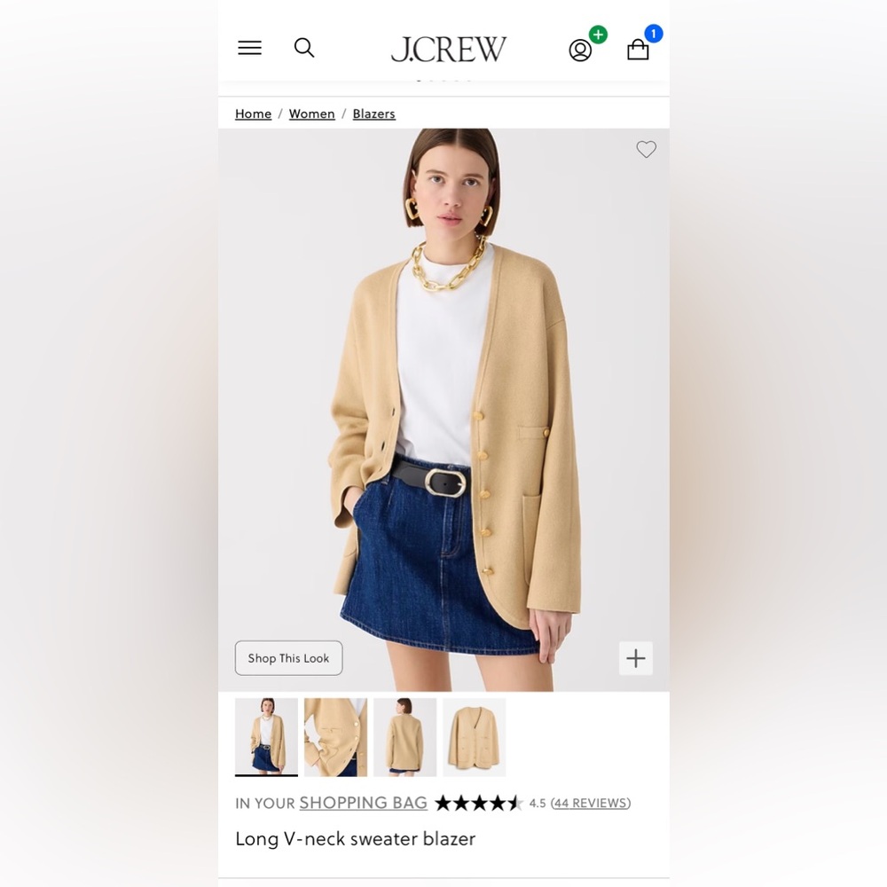 J.Crew Long V-neck sweater blazer